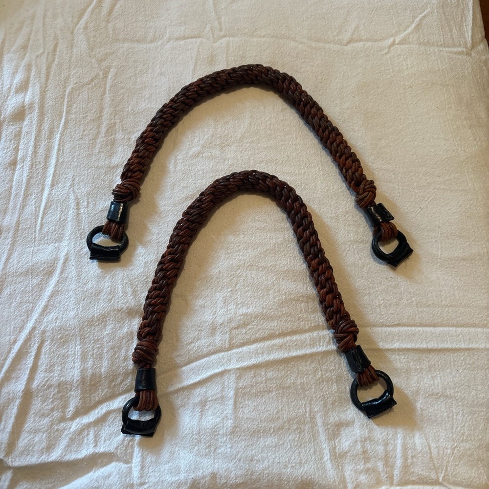 Brown Braided Rope Bag Handles - Set of 2